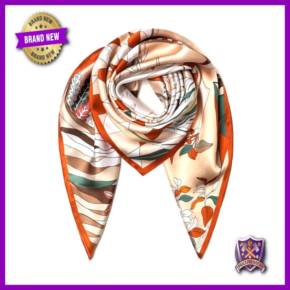 Large Square Silk Scarf 35" Mulberry Shawl Head Wrap Women's Accessory
